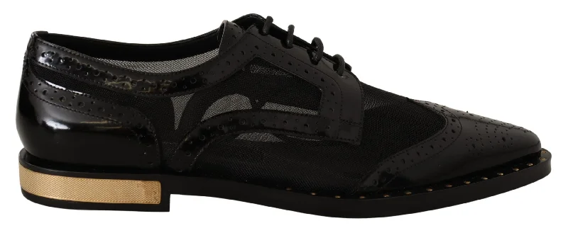 Dolce & Gabbana Elegant -Trimmed  Oxford Women's Lace-Ups