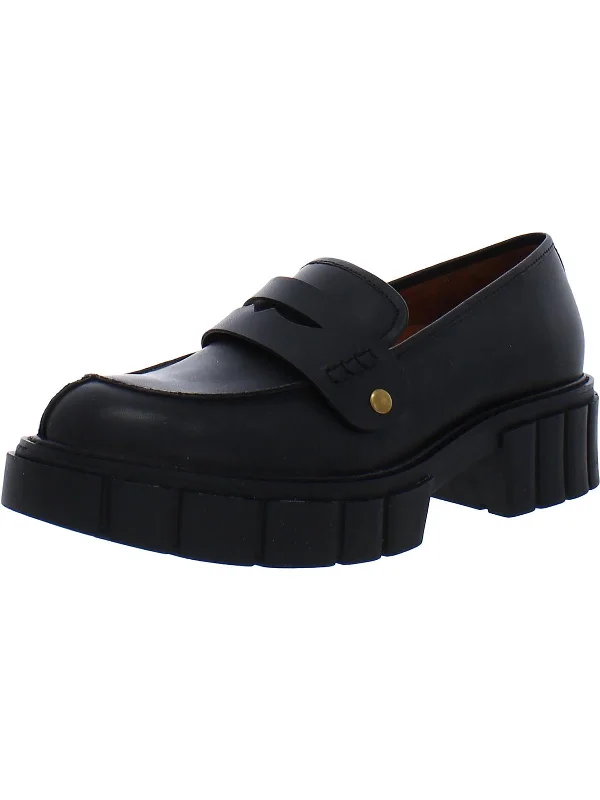 Elodie Womens Leather Lug Sole Loafers