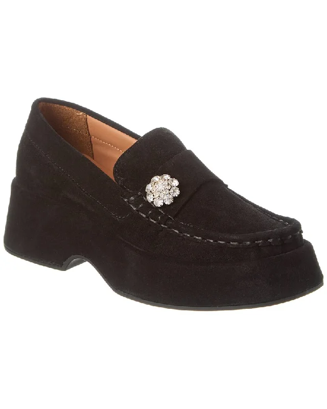 GANNI Retro Jewel Suede Flatform Loafer