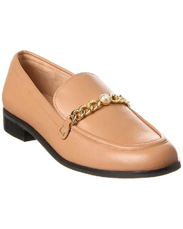 Stuart Weitzman Owen Pearl Chain Leather Loafer