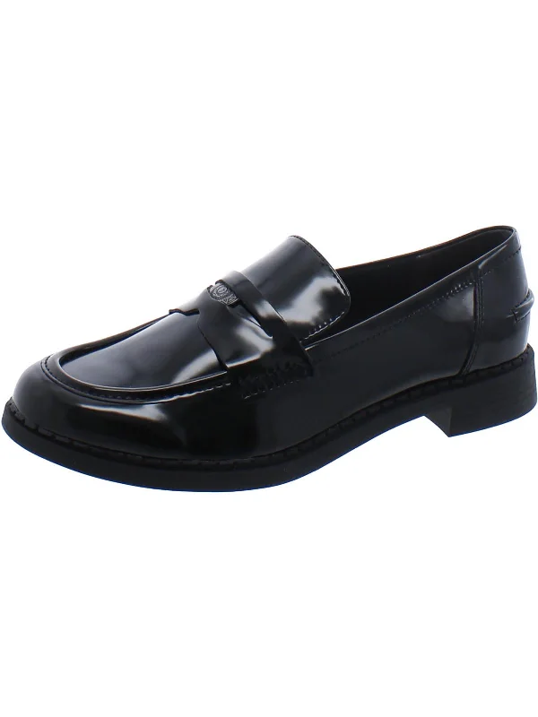 Womens Faux Leather Penny Loafers