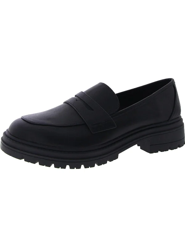 Womens Faux Leather Slip On Loafers