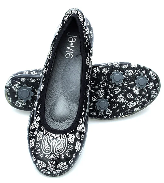 ja-vie black bandana jelly flats shoes