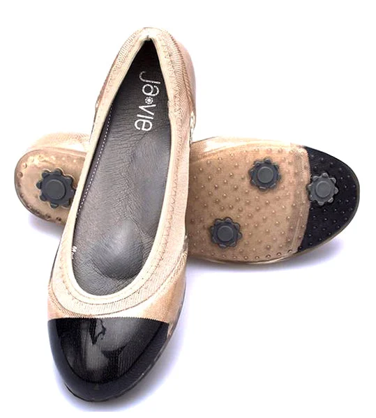 ja-vie  black cap/nude beige jelly flats shoes