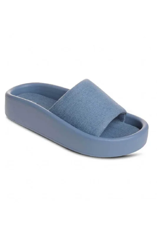 Denim Chunky Sole Rubber Slides