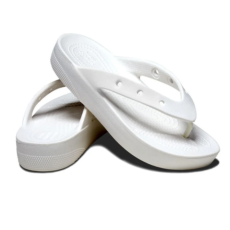 Crocs Classic Thong Slip On Platform Sandal - White