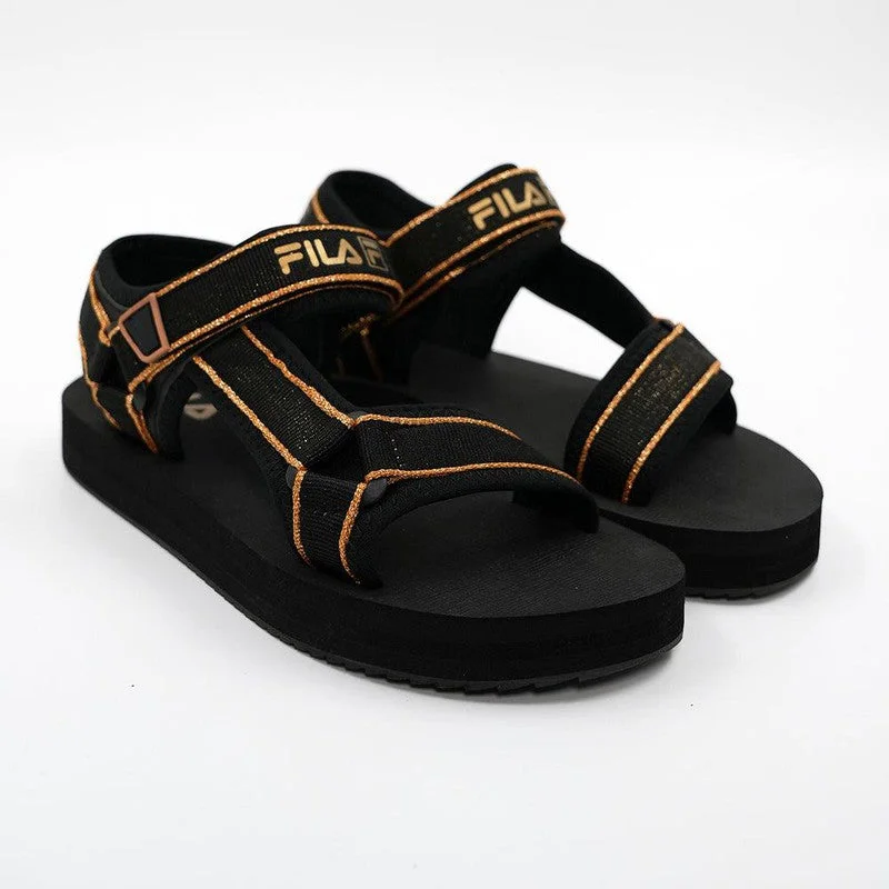 FILA Mila Metallic Sandals - Black/Gold