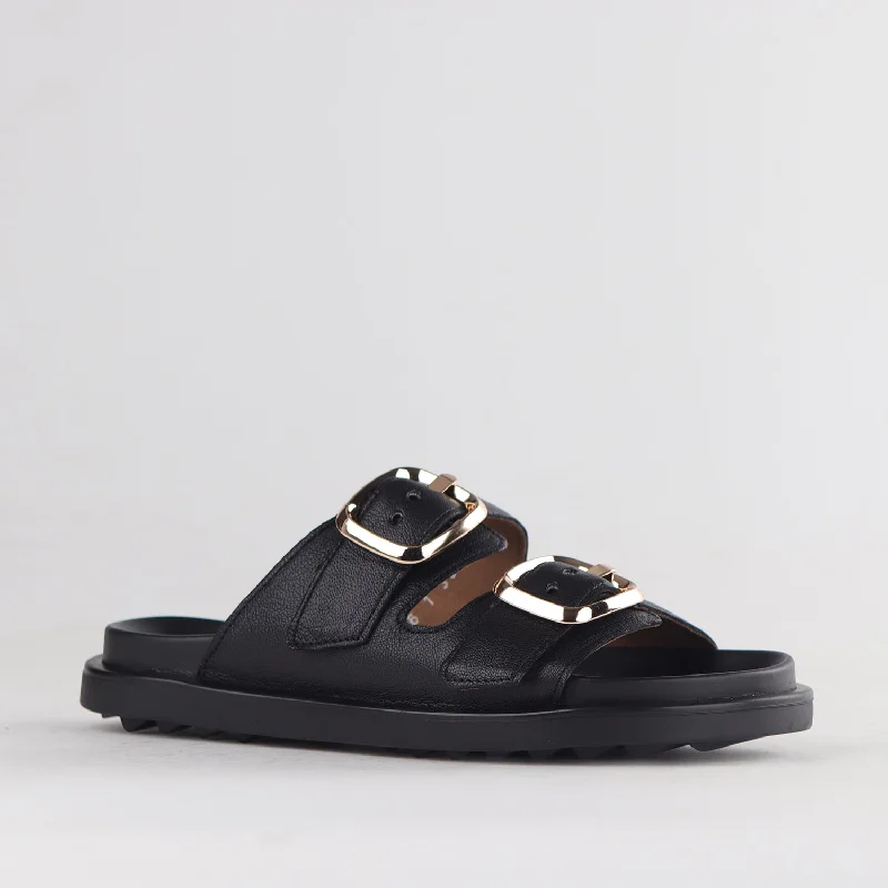 Froggie Tessa Leather Comfort Sandals - Black