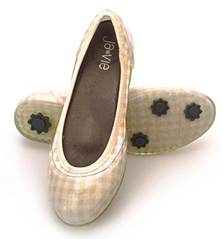 ja-vie tan gingham jelly flats shoes