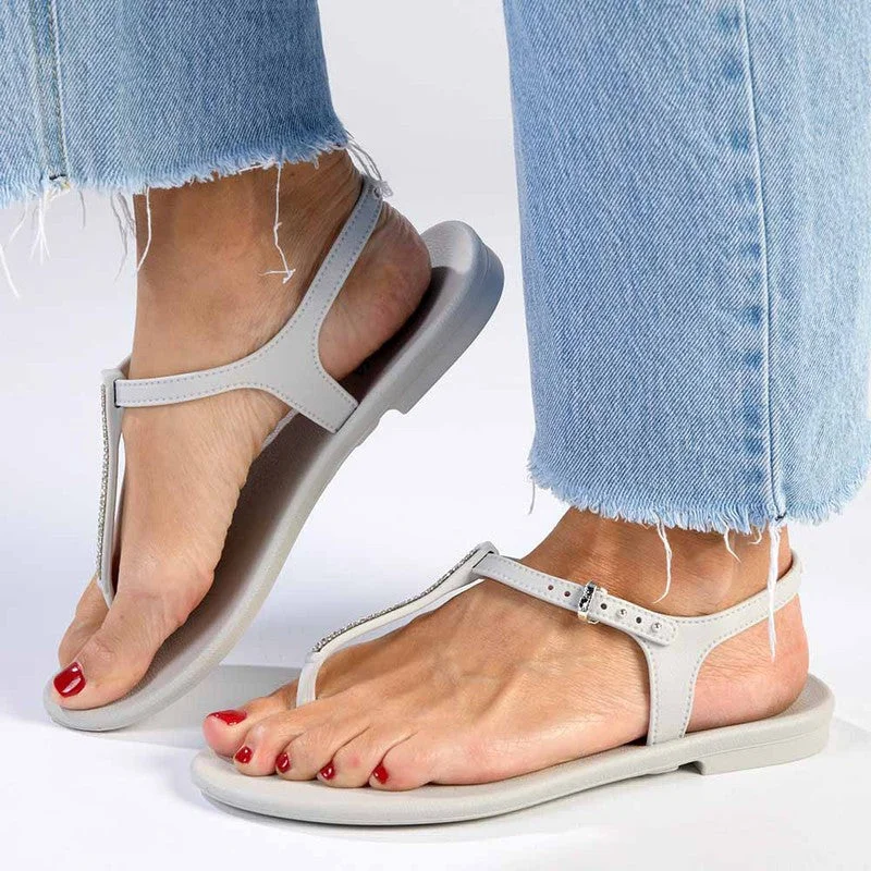 Grendha Slingback Sandals with Silver Trim - Grey