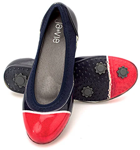 ja-vie hibiscus cap/navy jelly flats shoes