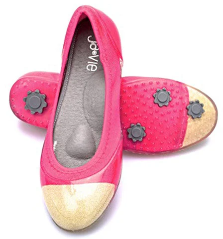 ja-vie gold cap/hibiscus jelly flats shoes